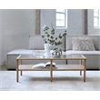 Modern Glass Top Coffee Table with Shelf - Natural Oak