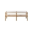 Modern Glass Top Coffee Table with Shelf - Natural Oak