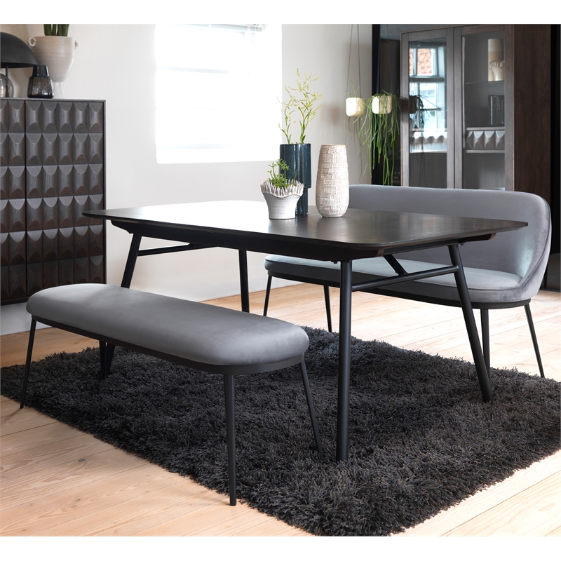 Modern Extendable Metal-Leg Dining Table - Espresso Oak