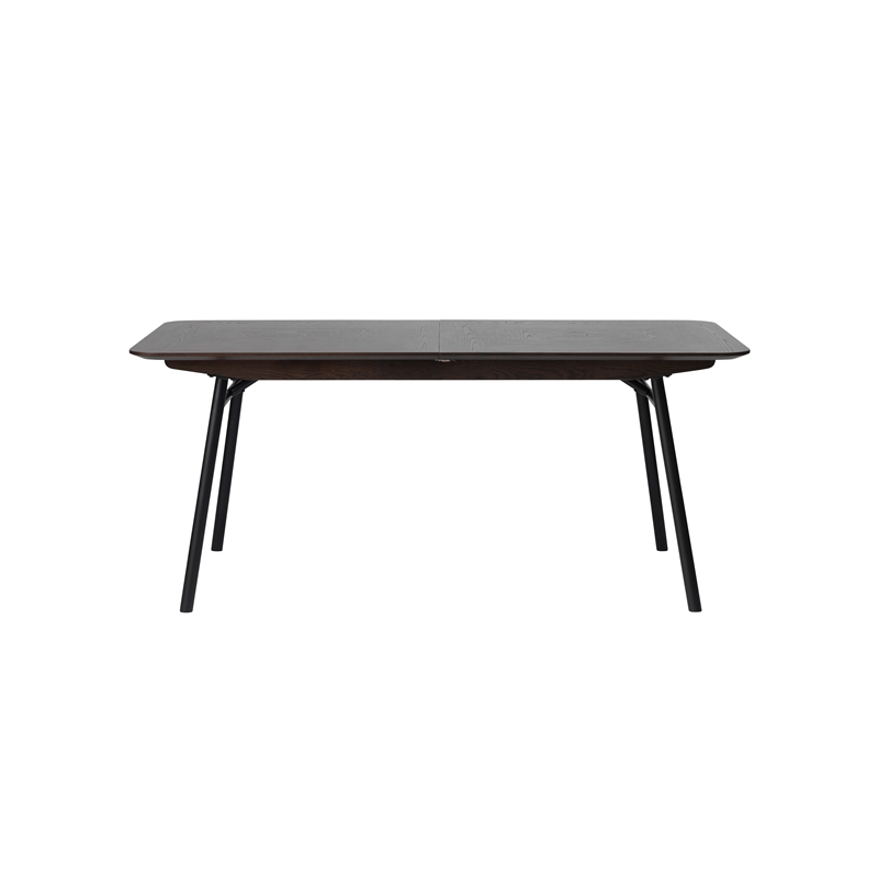 Modern Extendable Metal-Leg Dining Table - Espresso Oak