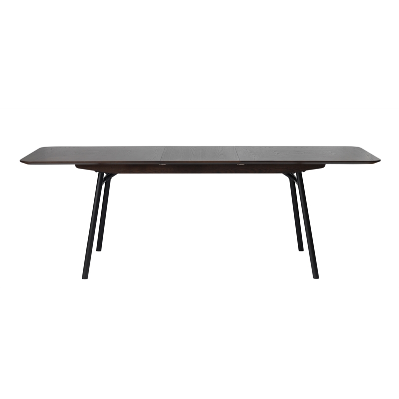 Modern Extendable Metal-Leg Dining Table - Espresso Oak