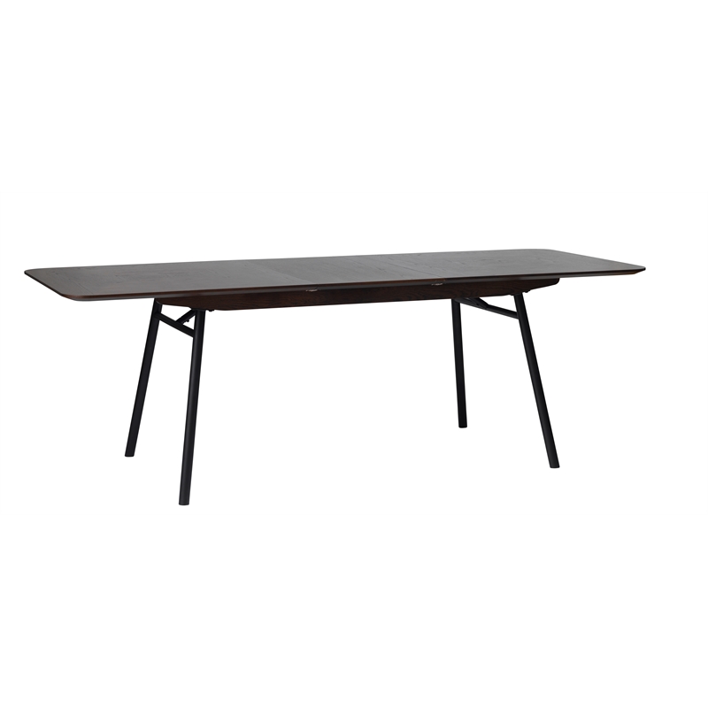 Modern Extendable Metal-Leg Dining Table - Espresso Oak