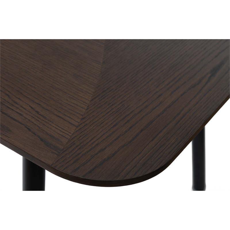 Modern Extendable Metal-Leg Dining Table - Espresso Oak