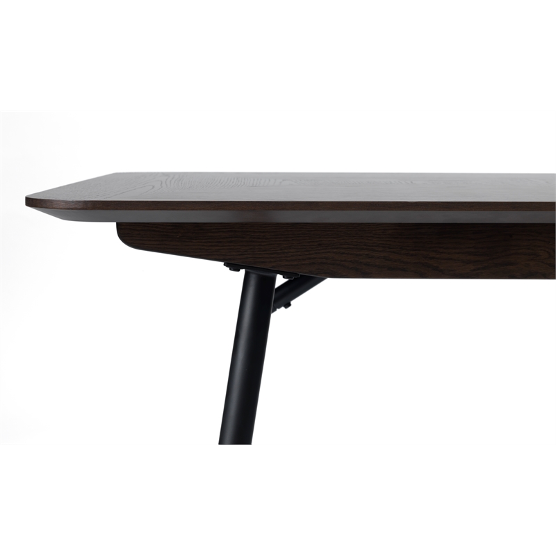 Modern Extendable Metal-Leg Dining Table - Espresso Oak