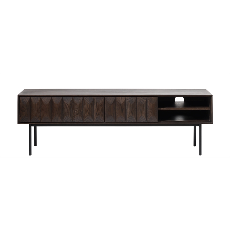 Modern 63-inch Wide 2-Drawer TV Lowboard - Espresso Oak