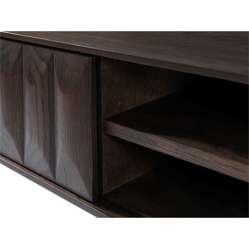 Modern 63-inch Wide 2-Drawer TV Lowboard - Espresso Oak