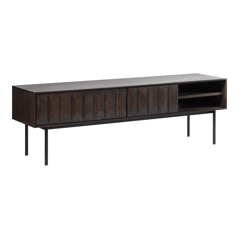 Modern 63-inch Wide 2-Drawer TV Lowboard - Espresso Oak
