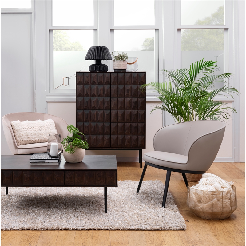 Unique Furniture Modern Drinks Cabinet with Glass Rack - Espresso Oak