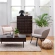 Unique Furniture Modern Drinks Cabinet with Glass Rack - Espresso Oak