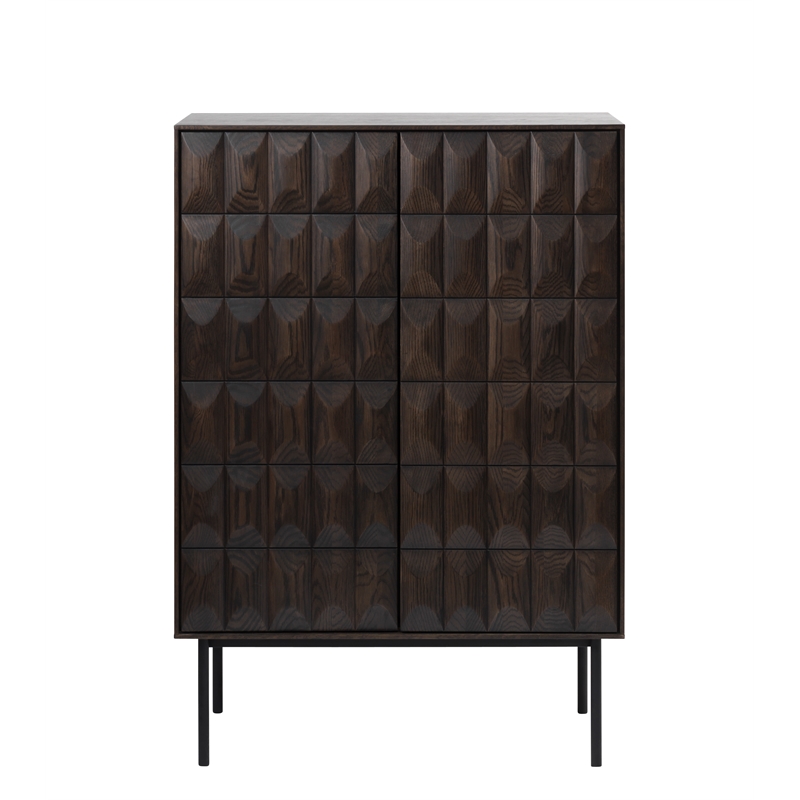 Unique Furniture Modern Drinks Cabinet with Glass Rack - Espresso Oak