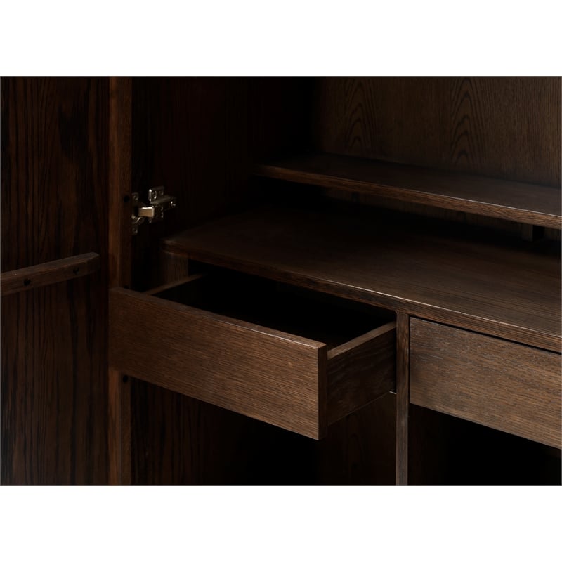 Unique Furniture Modern Drinks Cabinet with Glass Rack - Espresso Oak