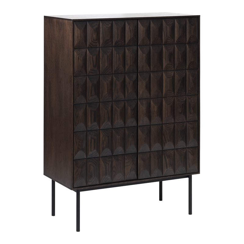 Unique Furniture Modern Drinks Cabinet with Glass Rack - Espresso Oak