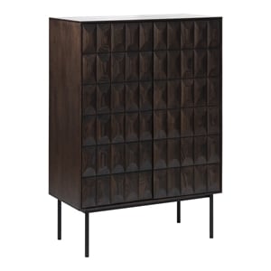 Unique Furniture Modern Drinks Cabinet with Glass Rack - Espresso Oak