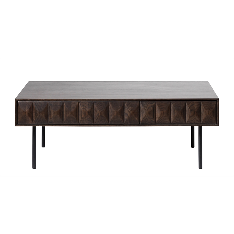 Modern 46-inch Wide 2-Drawer Coffee Table - Espresso Oak