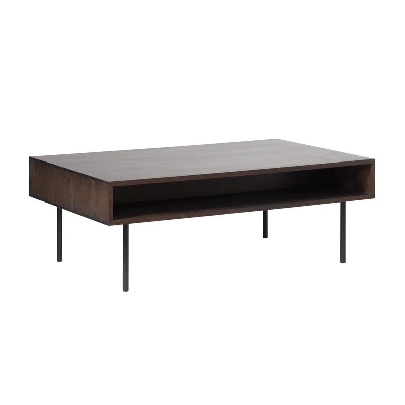 Modern 46-inch Wide 2-Drawer Coffee Table - Espresso Oak
