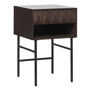 Unique Furniture Modern 27&quotH Side Table with Drawer - Espresso Oak