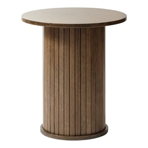 Unique Furniture Modern 20&quot Round Pedestal End Table in Smoked Oak