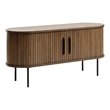 Unique Furniture Modern Door Slide TV Lowboard in Smoked Oak
