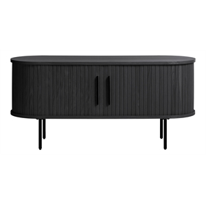 Unique Furniture Modern Door Slide TV Lowboard in Black Oak