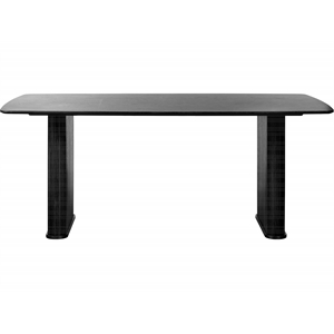 Unique Furniture Nola 75&quotW Oak Wood Rectangular Dining Table in Black Oak