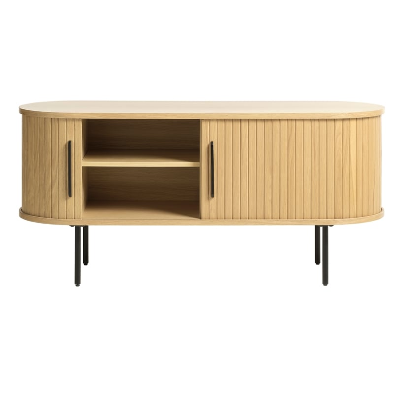 Unique Furniture Modern Sliding Door TV Lowboard in Natural Oak