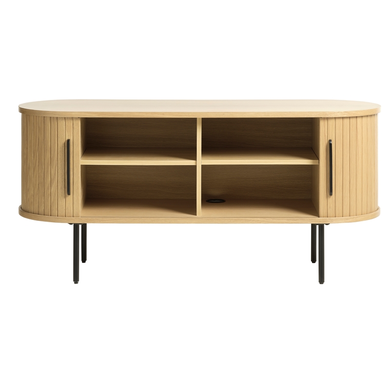 Unique Furniture Modern Sliding Door TV Lowboard in Natural Oak
