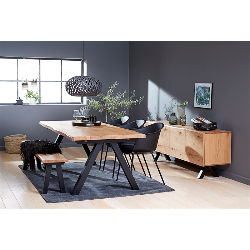 Modern Scandinavian Wavy Edge Dining Table with Wlid Oak