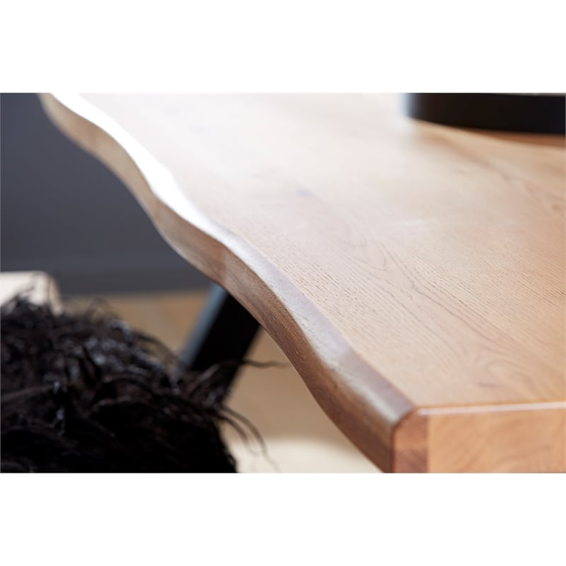 Modern Scandinavian Wavy Edge Dining Table with Wlid Oak