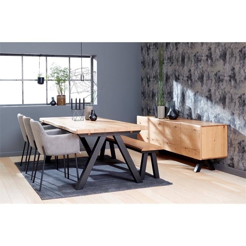 Modern Scandinavian Wavy Edge Dining Table with Wlid Oak