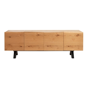 Modern Scandinavian Wavy Edge 3-Section Sideboard with Wild Oak