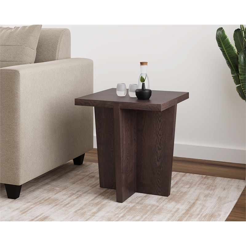 Modern Minimalist Wood Console Table in Smoked Oak Stain