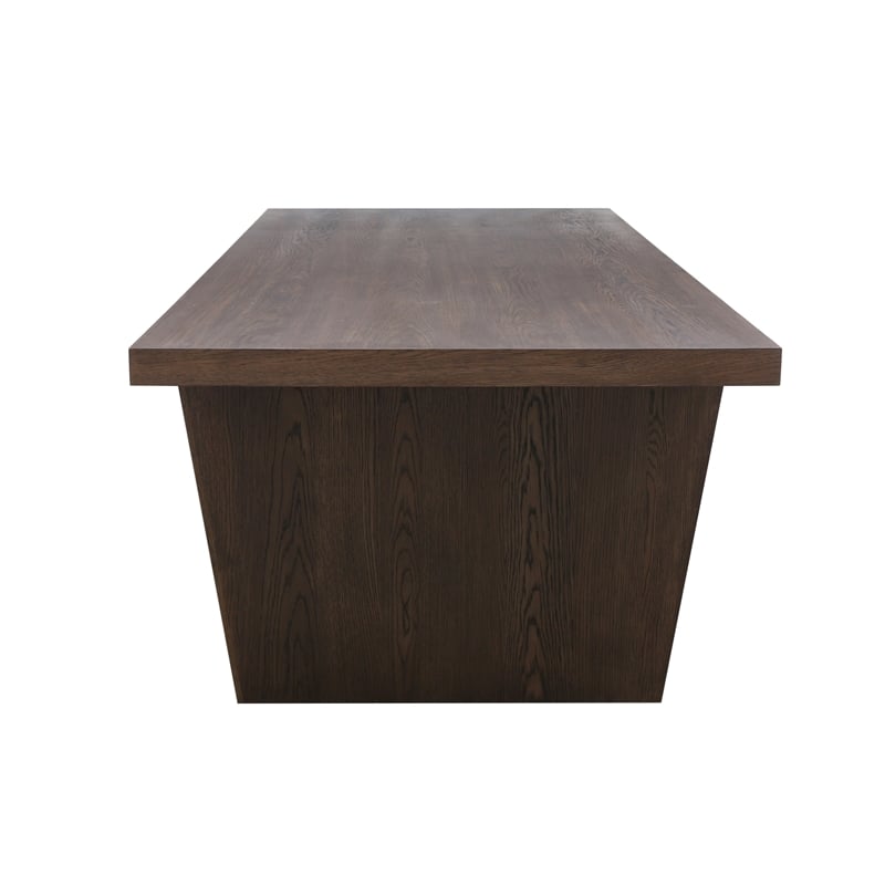 Modern Minimalist Wood Dining Table in Smoked Oak Stain