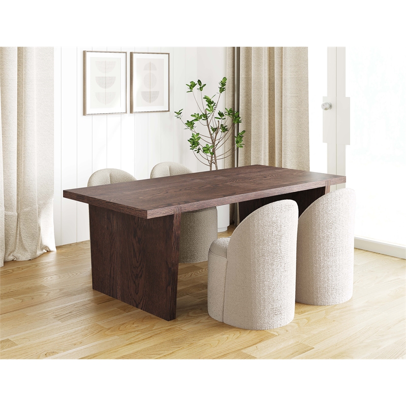 Modern Minimalist Wood Dining Table in Smoked Oak Stain