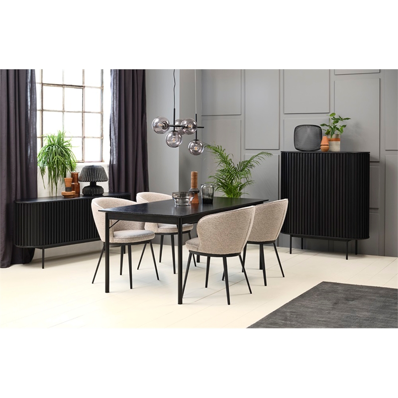 Unique Furniture Contemporary Sliding Doors Sideboard with Black Oak