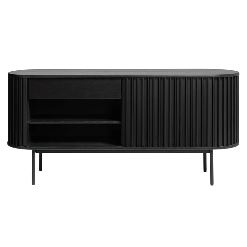 Unique Furniture Contemporary Sliding Doors Sideboard with Black Oak