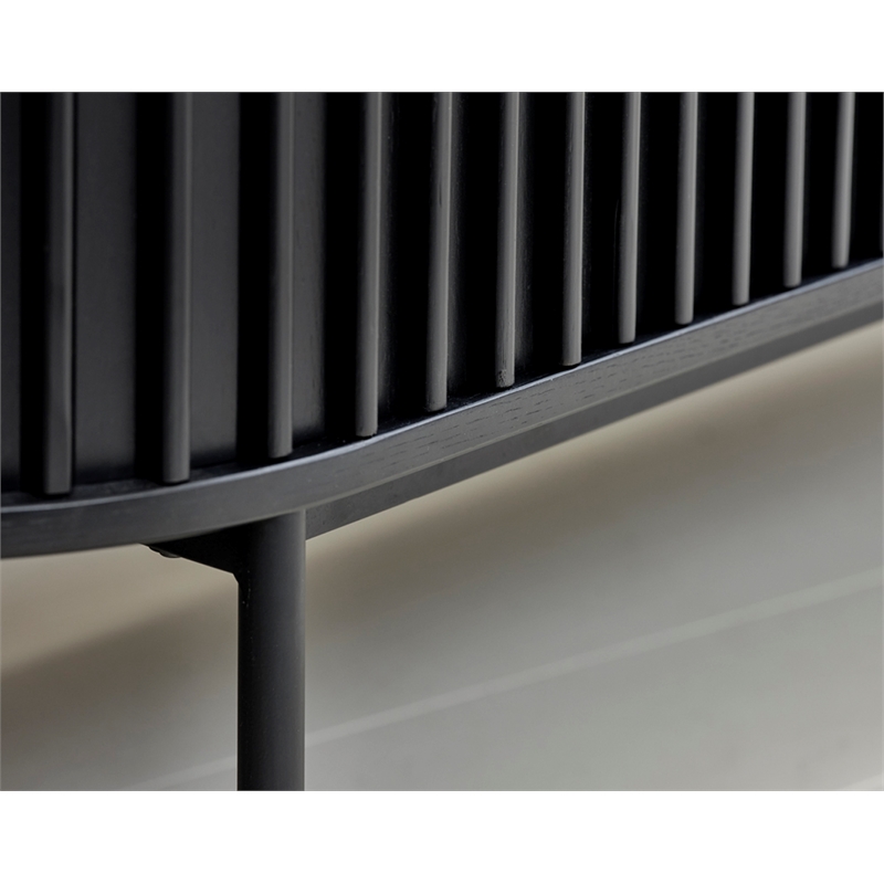 Unique Furniture Contemporary Sliding Doors Sideboard with Black Oak