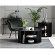 Unique Furniture Contemporary Hidden Storage Coffee Table with Black Oak