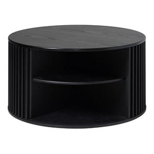 Unique Furniture Contemporary Hidden Storage Coffee Table with Black Oak