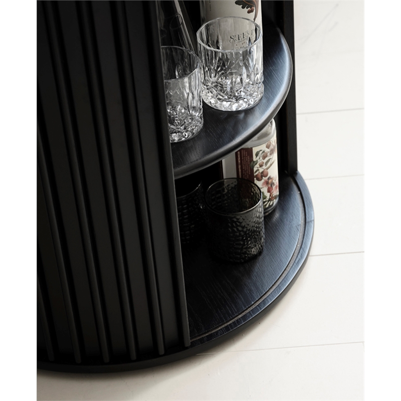 Unique Furniture Contemporary Hidden Storage End Table with Black Oak