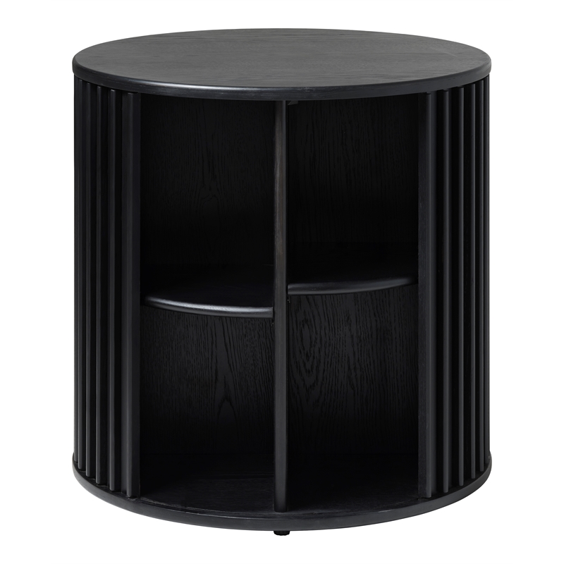 Unique Furniture Contemporary Hidden Storage End Table with Black Oak