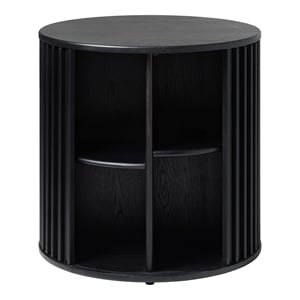 Unique Furniture Contemporary Hidden Storage End Table with Black Oak
