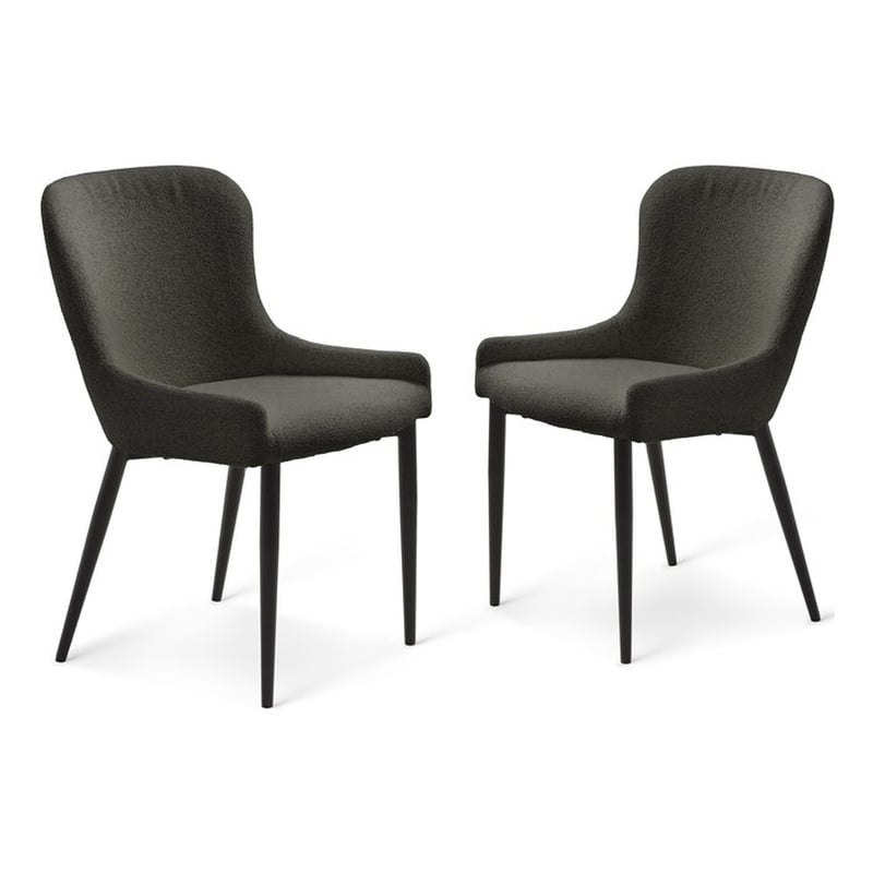 Unique Furniture Chenille Fabric Upholstered Dining Chair - Dark Gray (Set of 2)