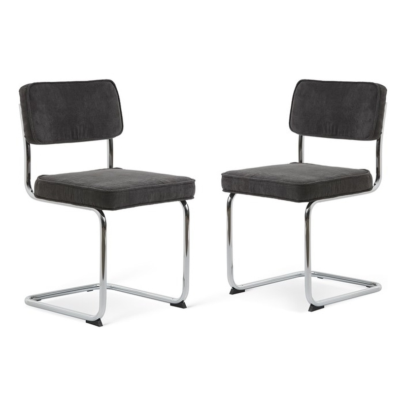 Unique Furniture 19.5''H Contemporary  Dining Chair in Gray/Chrome (Set of 2)