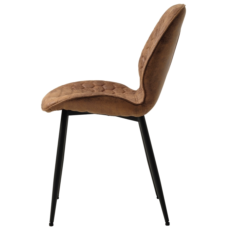 Unique Furniture 18.9''H Honeycomb Textured Dining Chair in Tan/Black (Set of 2)