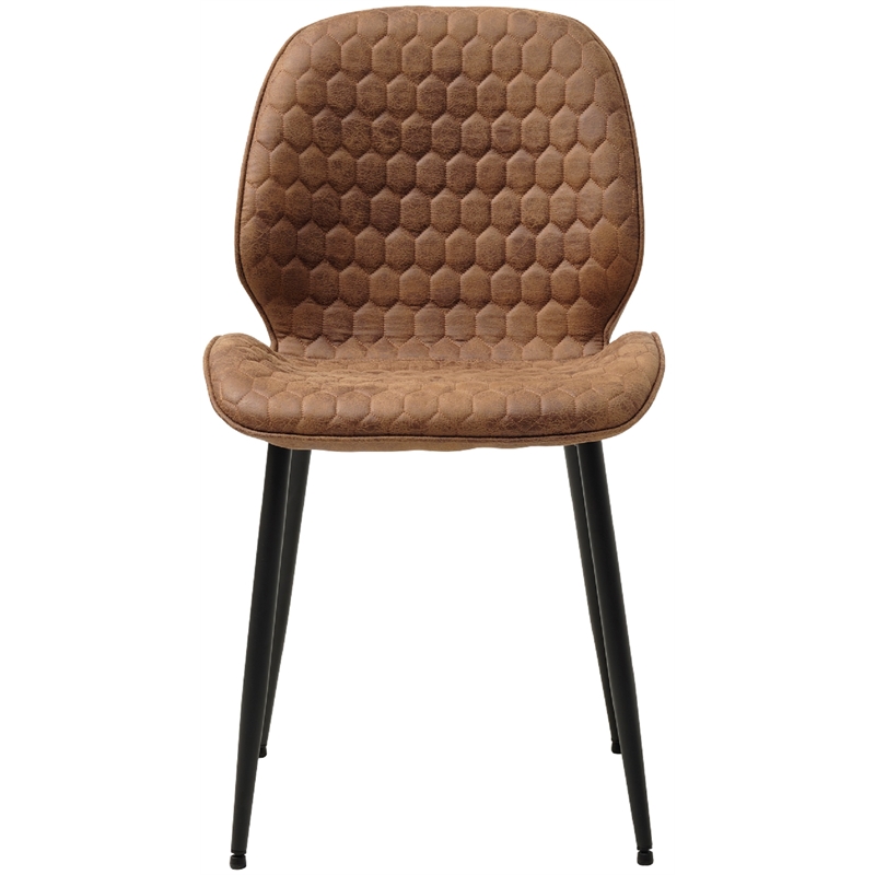Unique Furniture 18.9''H Honeycomb Textured Dining Chair in Tan/Black (Set of 2)