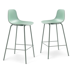 Unique Furniture 26.6''H Metal Frame/Plastic Counter Stool Mint Green (Set of 2)