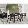 Unique Furniture Contemporary Wood Veneer Round Edges Dining Table in Black Oak