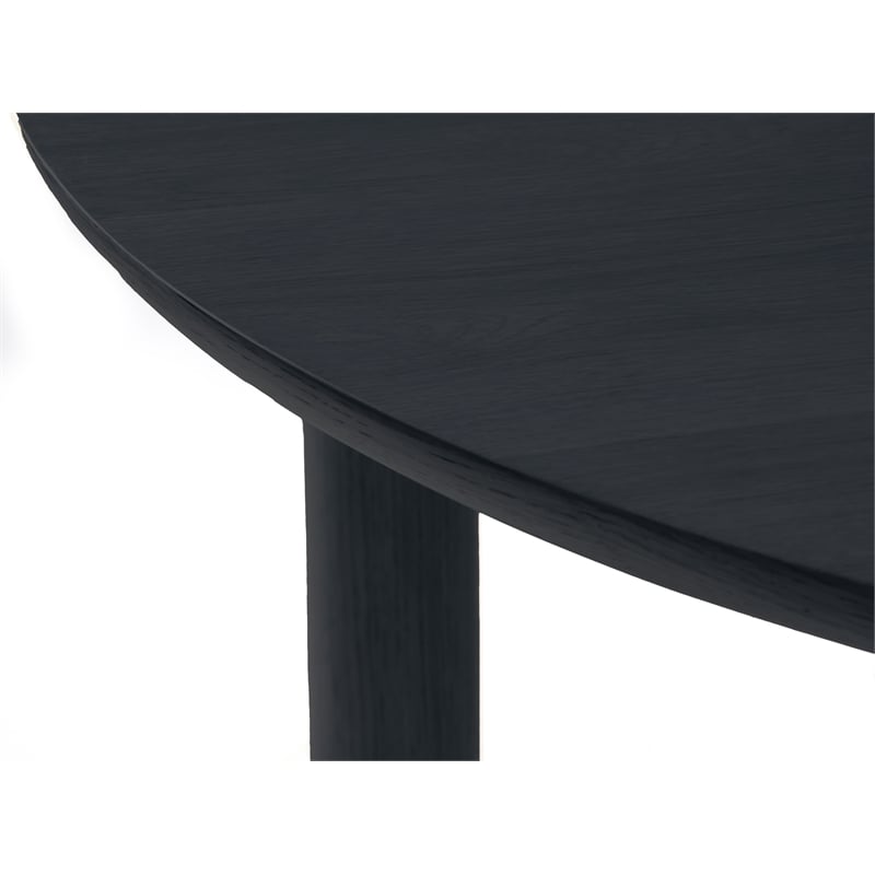 Unique Furniture Contemporary Wood Veneer Round Edges Dining Table in Black Oak