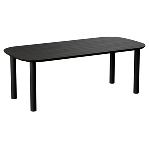 Unique Furniture Contemporary Wood Veneer Round Edges Dining Table in Black Oak