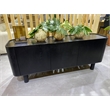 Unique Furniture Contemporary Wood Veneer Round Edges Sideboard in Black Oak
